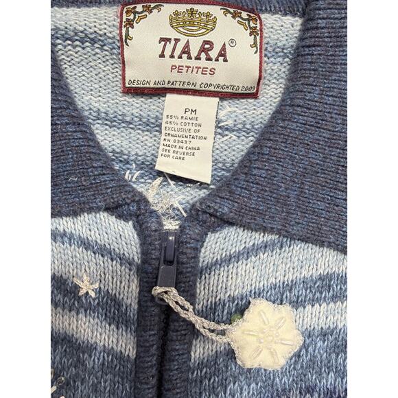 Tiara International VTG 2003 Snowflake Christmas Cardigan Sweater Petite Medium - Picture 4 of 5